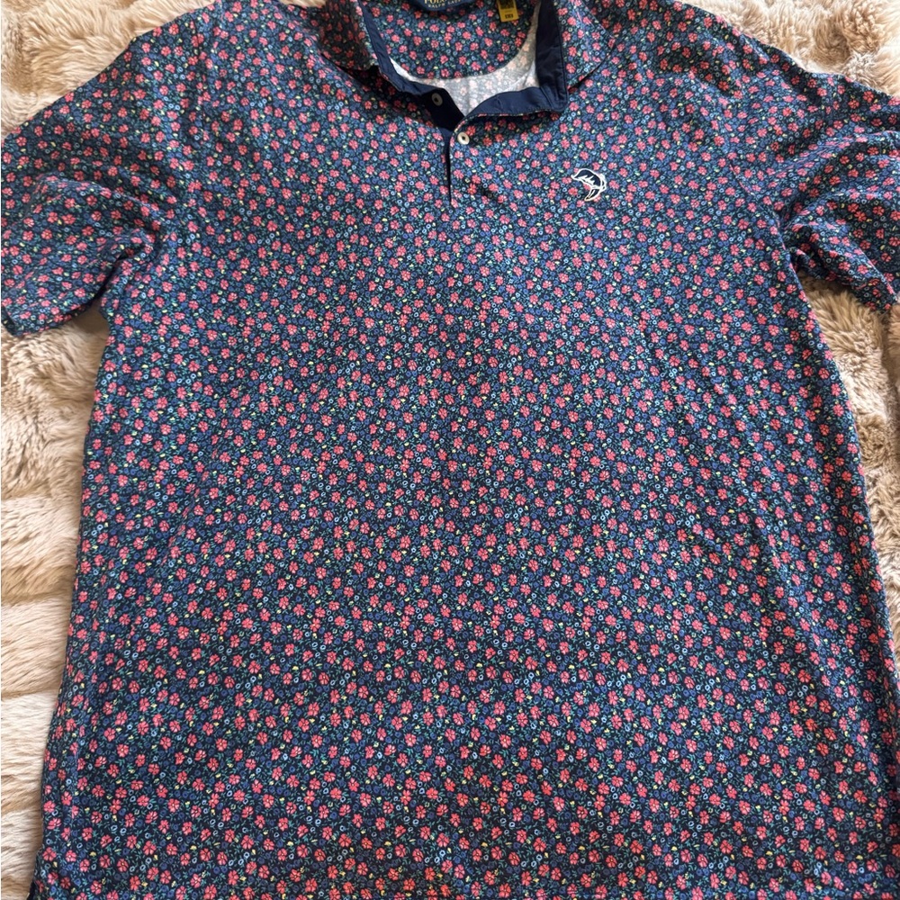Ralph Lauren Blue and Red Floral Polo golf Shirt